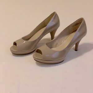 Nine West patent leather peep-toe platform heels